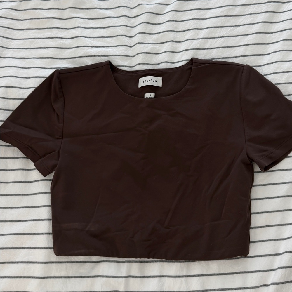 Aritzia contour Dark Brown Short Sleeve Tee